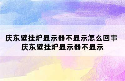 庆东壁挂炉显示器不显示怎么回事 庆东壁挂炉显示器不显示